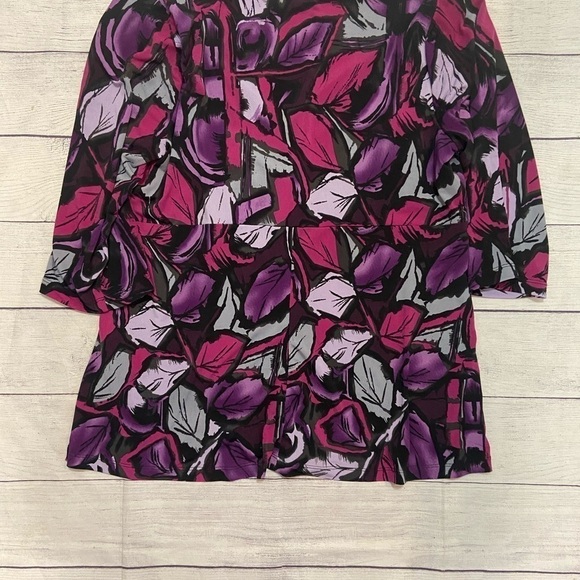 Dressbarn Women’s Maxi Blouse Purple Pink Floral Plus Size 1X - Picture 7 of 10